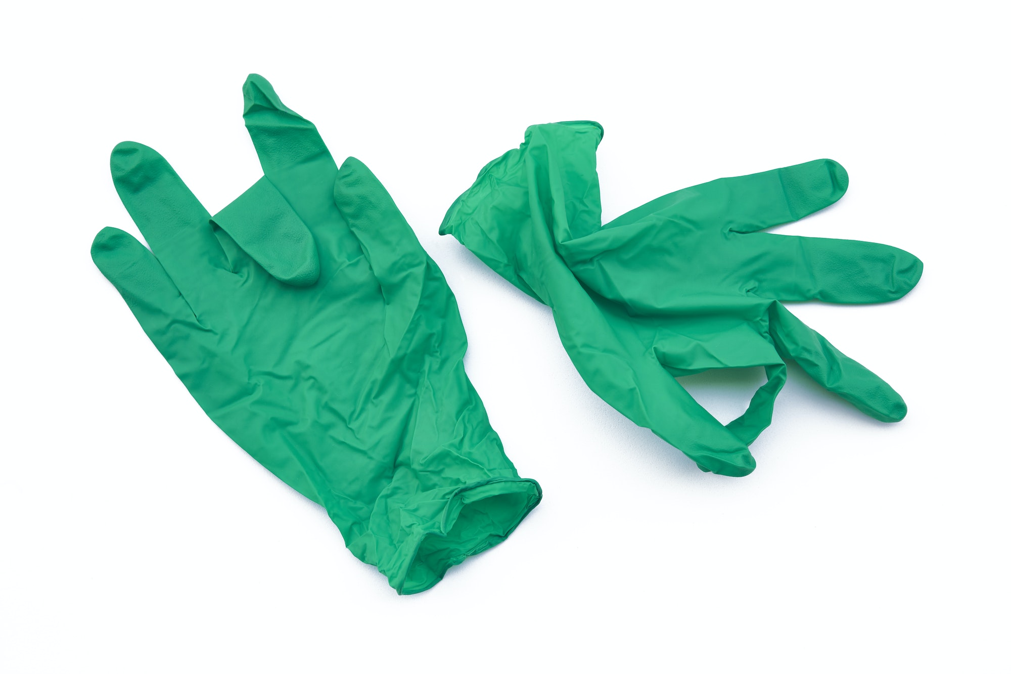 Covid-19 disposable contaminated gloves. Coronavirus latex plastic rubbish
